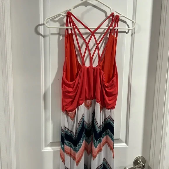 Three Pink Hearts by Trixxi Coral with Chevron Pattern Maxi Dress - Picture 6 of 6